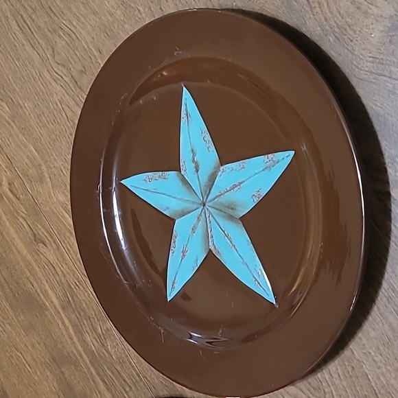 Hi End Accents large Plates western turquoise star Rustic decor brown Home Fall - Picture 3 of 12